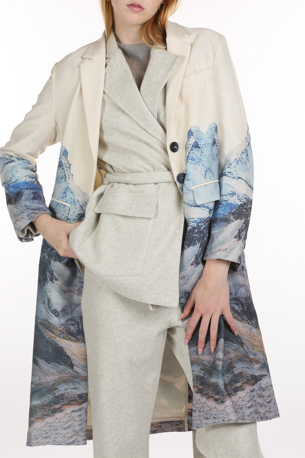 Genesis Nature Print Silk Blended Single Coat  HOUSE OF SHE