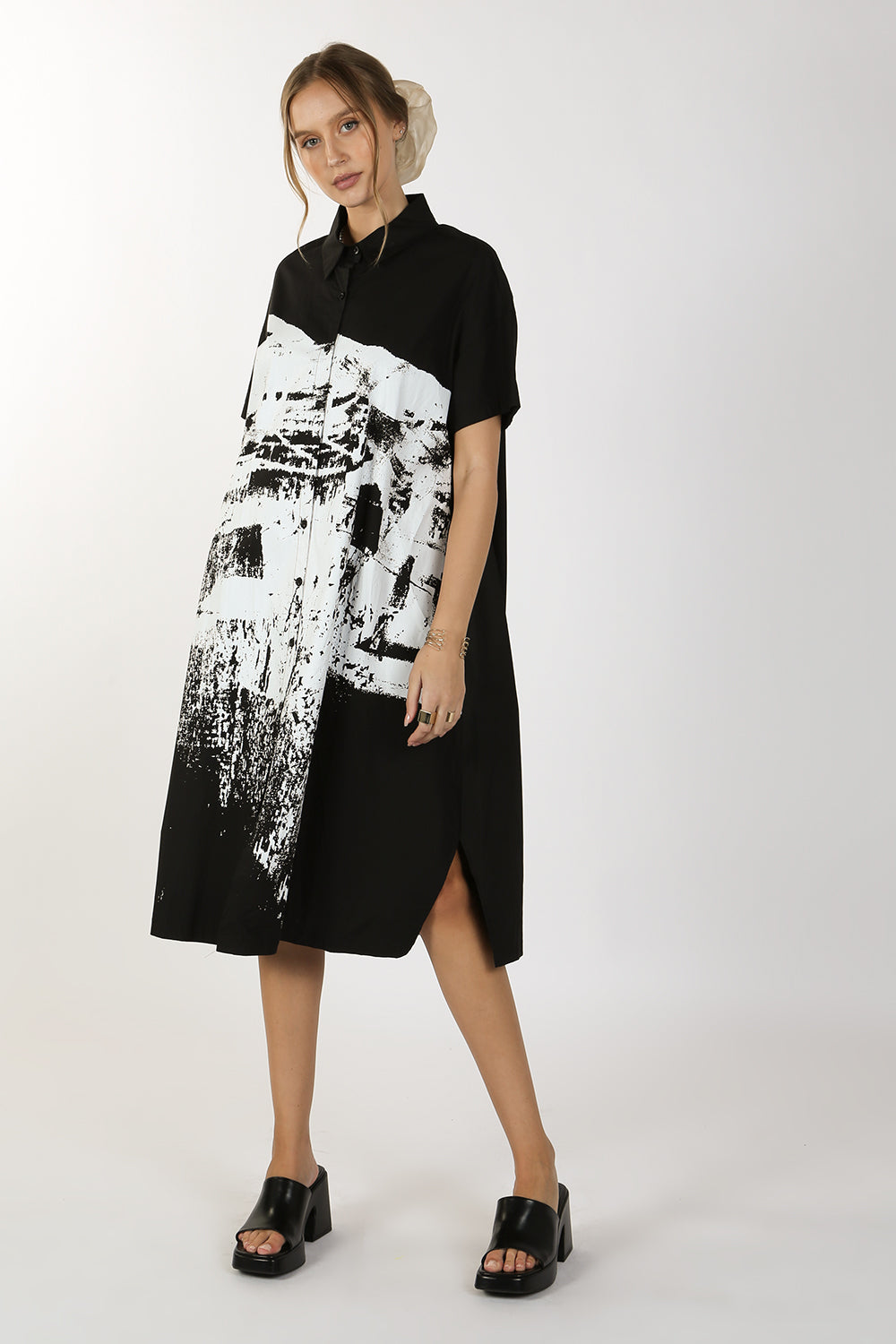 Alice Printed Relaxed Long Shirt Dress  HOUSE OF SHE
