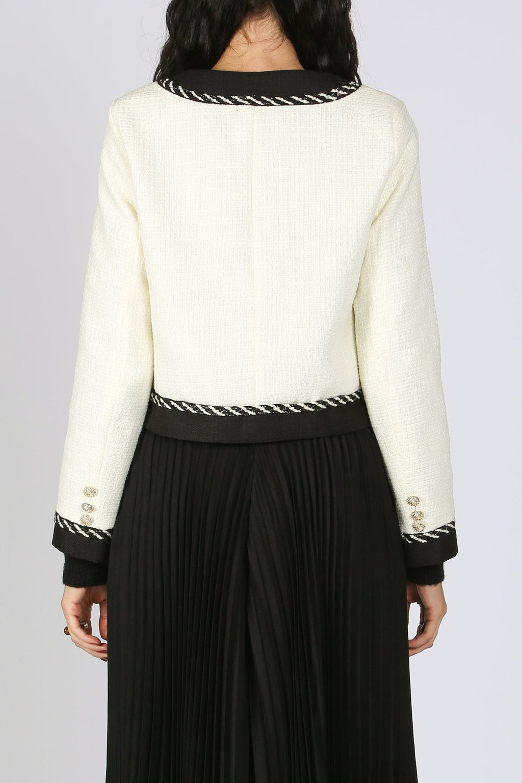Jayden Black Trimmed Tweed Crop Jacket  HOUSE OF SHE