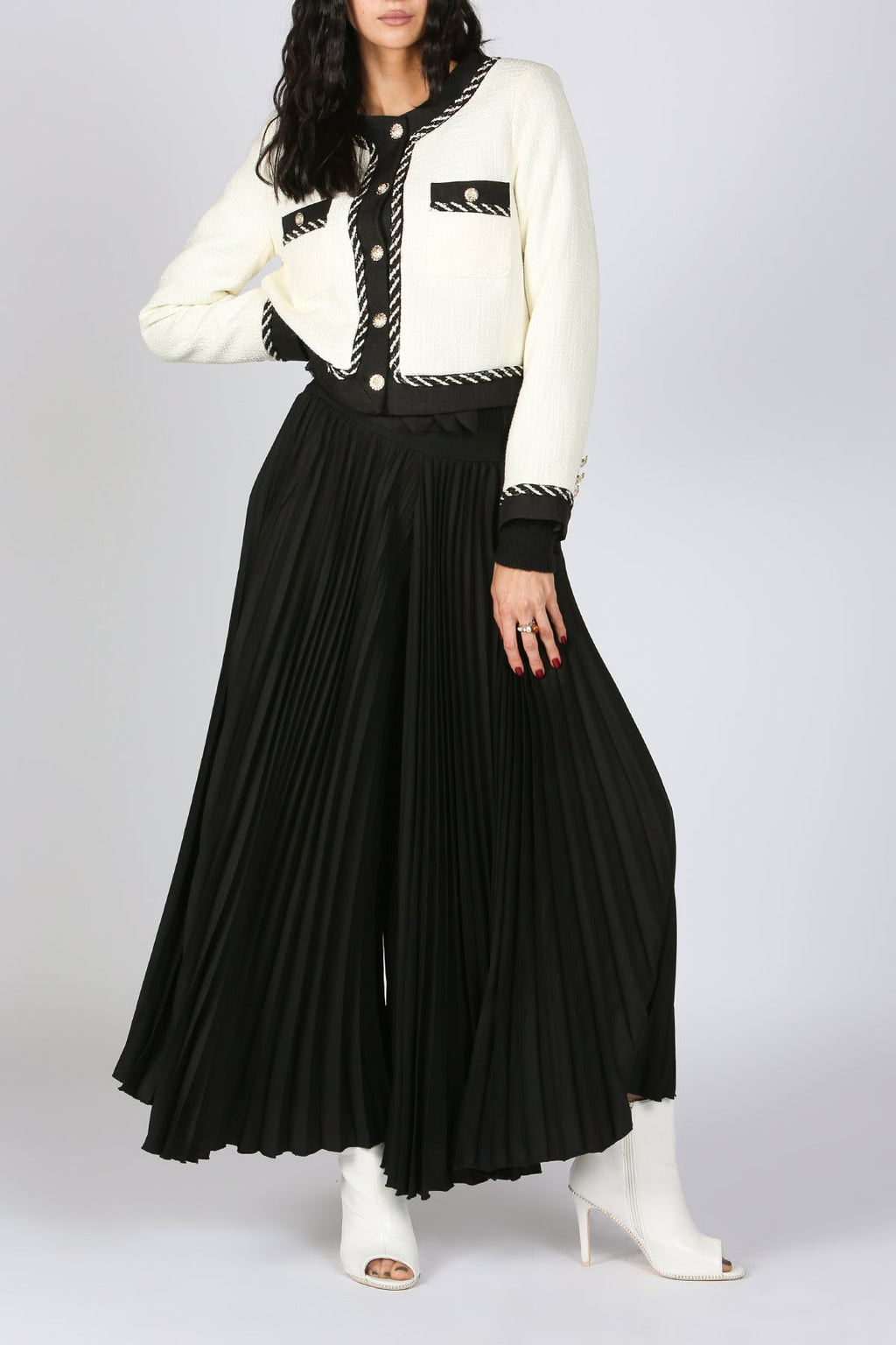 Jayden Black Trimmed Tweed Crop Jacket  HOUSE OF SHE