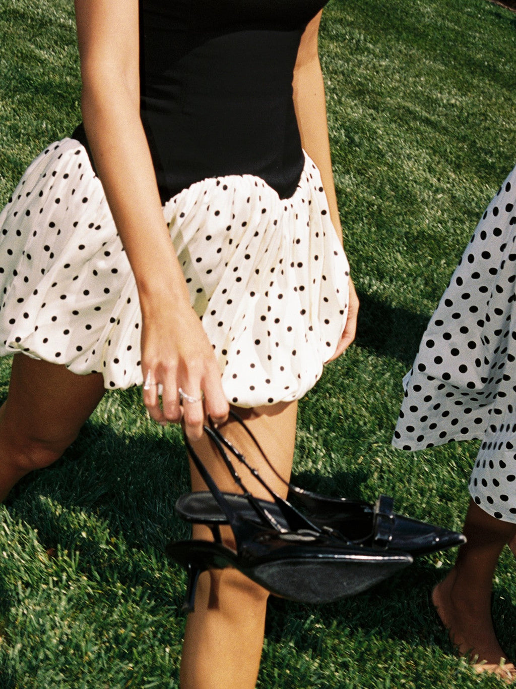 Dahliana Polka Dot Bubble Hem Corset Mini Dress - HOUSE OF SHE