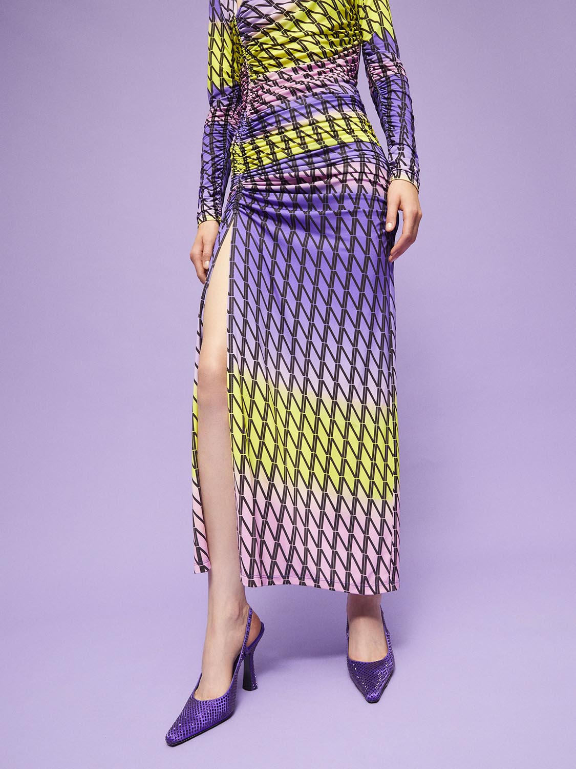 Printed Maxi Slit Dress