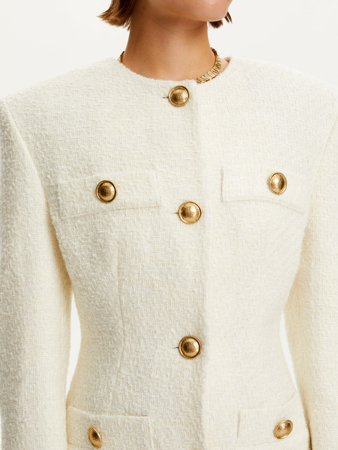 Tweed Jacket with Button Detail  HOUSE OF SHE