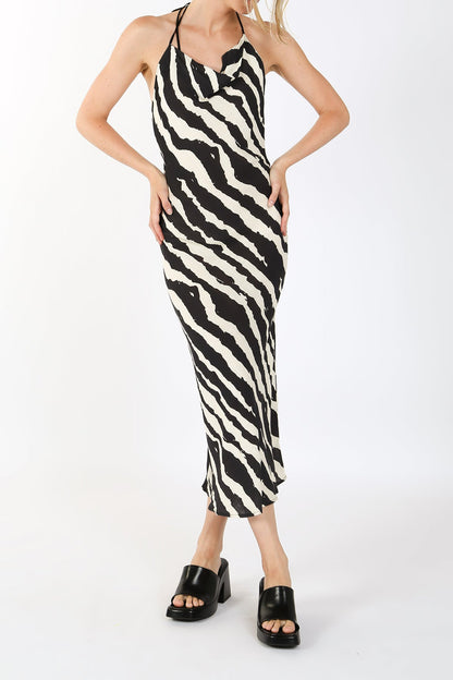 Uriel Zebra Printed Slip Maxi Dress