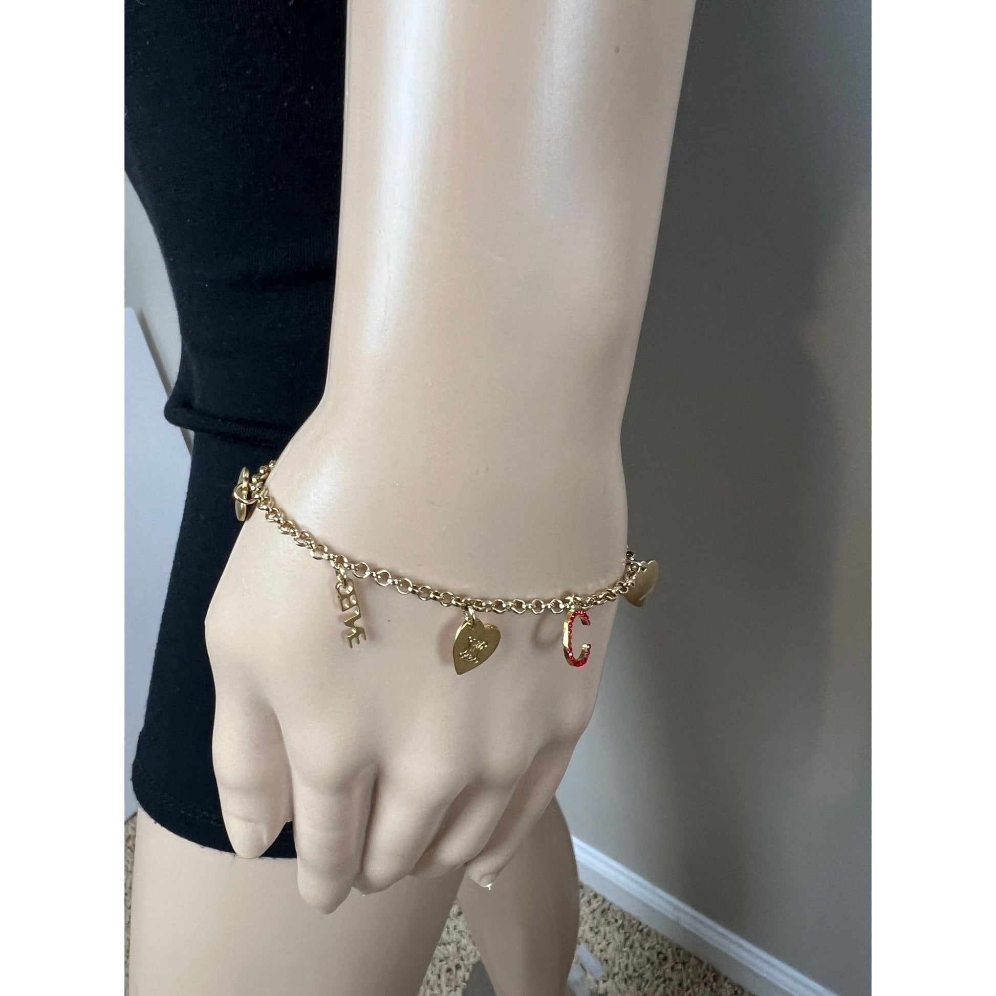 Celine Triomphe Gold metal Charm Bracelet - HOUSE OF SHE