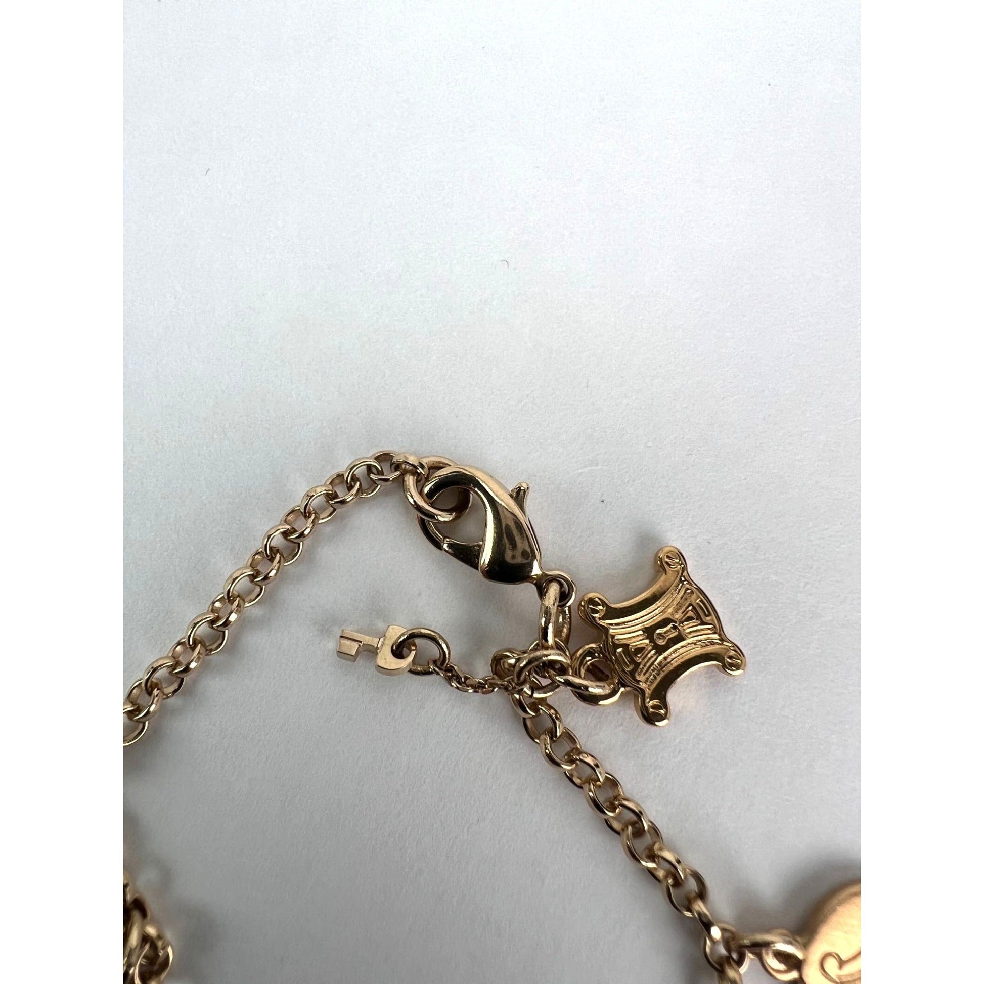 Celine Triomphe Gold metal Charm Bracelet - HOUSE OF SHE