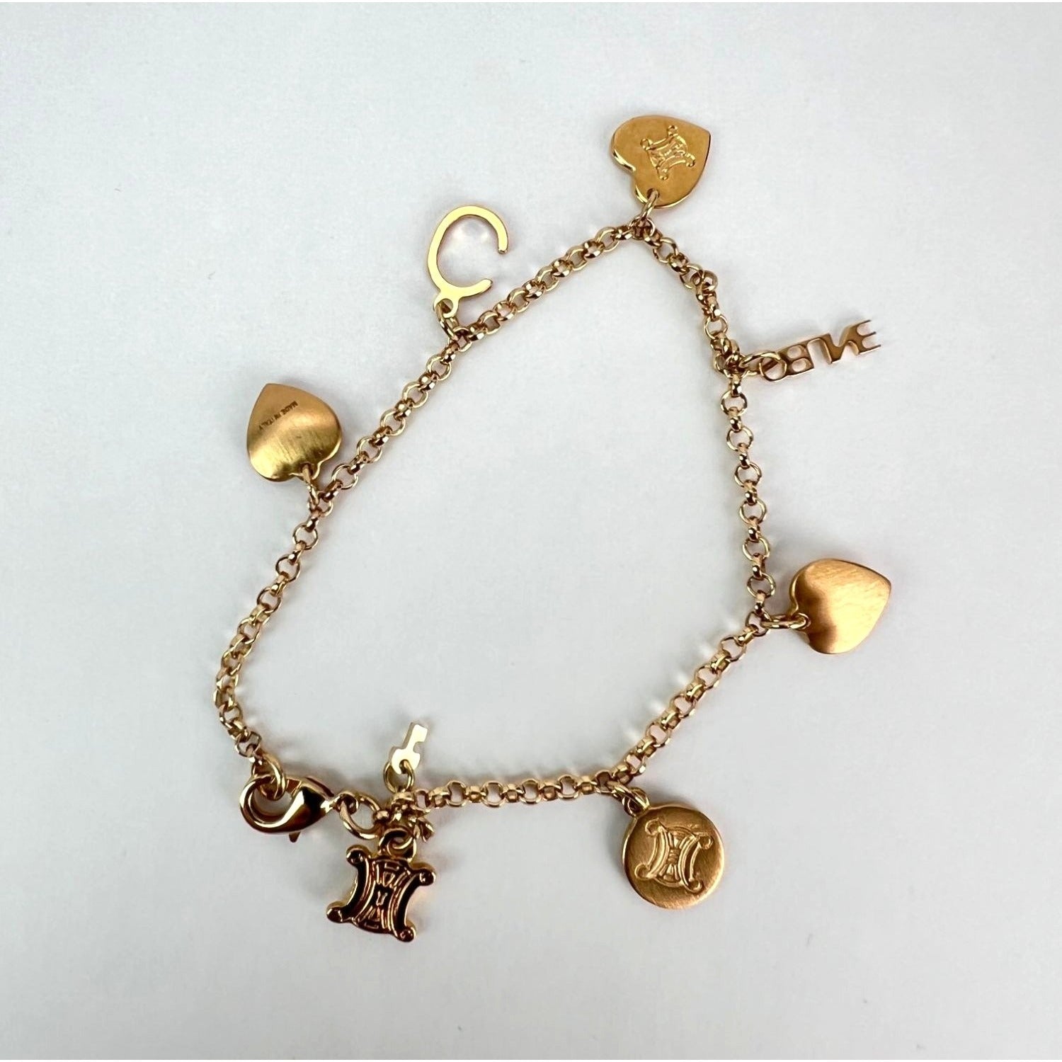 Celine Triomphe Gold metal Charm Bracelet - HOUSE OF SHE