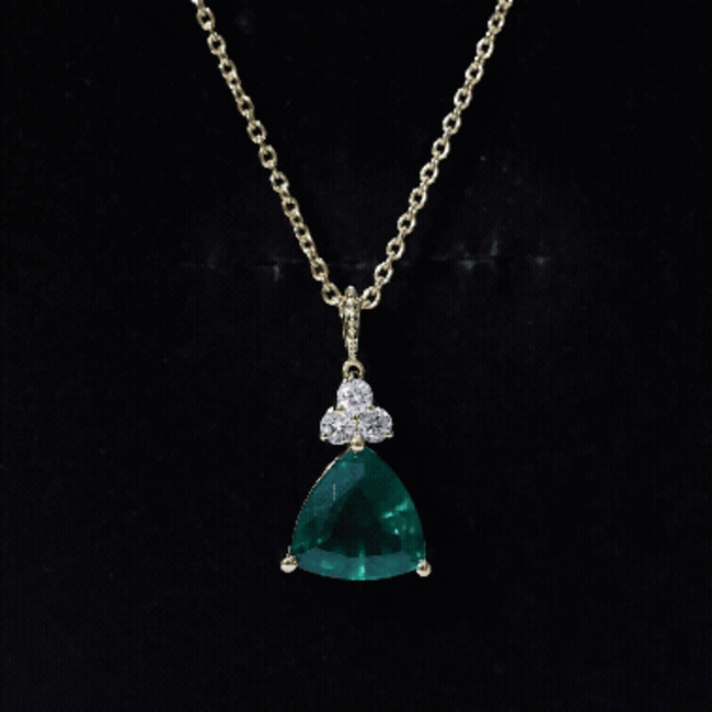 3.5 Carat Trilliant Cut Lab Grown Emerald Diamond Bridal Necklace With Chain