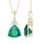 3.5 Carat Trilliant Cut Lab Grown Emerald Diamond Bridal Necklace With Chain