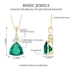 3.5 Carat Trilliant Cut Lab Grown Emerald Diamond Bridal Necklace With Chain
