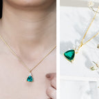 3.5 Carat Trilliant Cut Lab Grown Emerald Diamond Bridal Necklace With Chain