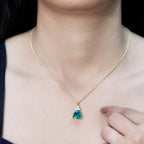 3.5 Carat Trilliant Cut Lab Grown Emerald Diamond Bridal Necklace With Chain