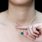 3.5 Carat Trilliant Cut Lab Grown Emerald Diamond Bridal Necklace With Chain