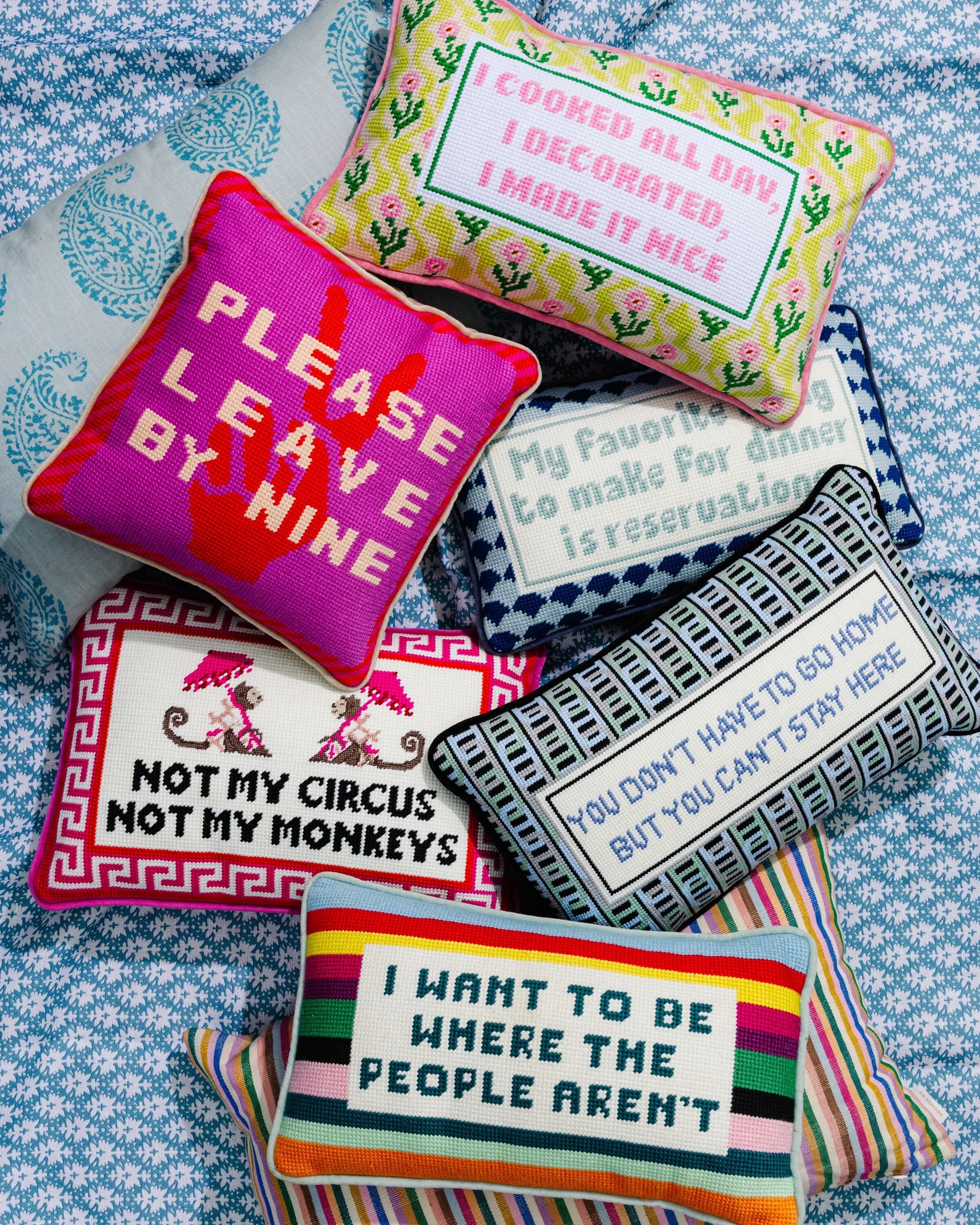 Leave by Nine Needlepoint Pillow