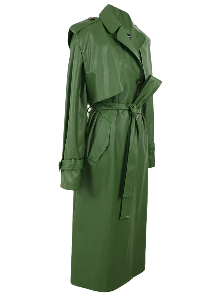 LAX Leather Trench Coat - HOUSE OF SHE