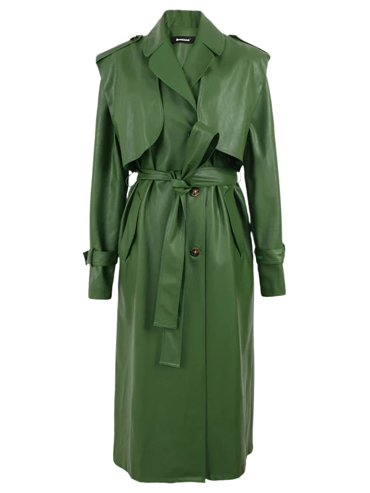 LAX Leather Trench Coat - HOUSE OF SHE