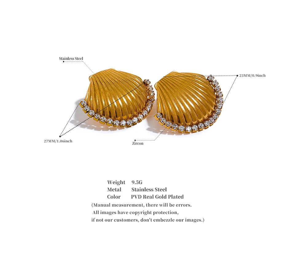 Mia Shell Stud Earrings - HOUSE OF SHE