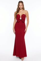Glitter Sweetheart Bow Mermaid Maxi Dress