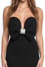 Glitter Sweetheart Bow Mermaid Maxi Dress