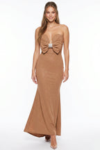 Glitter Sweetheart Bow Mermaid Maxi Dress