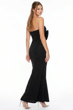 Glitter Sweetheart Bow Mermaid Maxi Dress