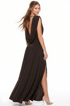 Plunge Twist-Front Open-Back Maxi Dress