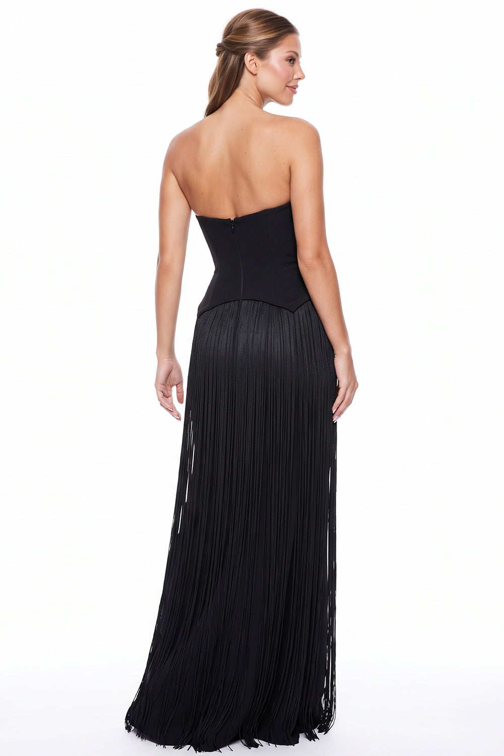 Sweetheart Strapless Fringe Maxi Dress (Pre-Order)