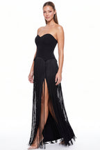 Sweetheart Strapless Fringe Maxi Dress (Pre-Order)