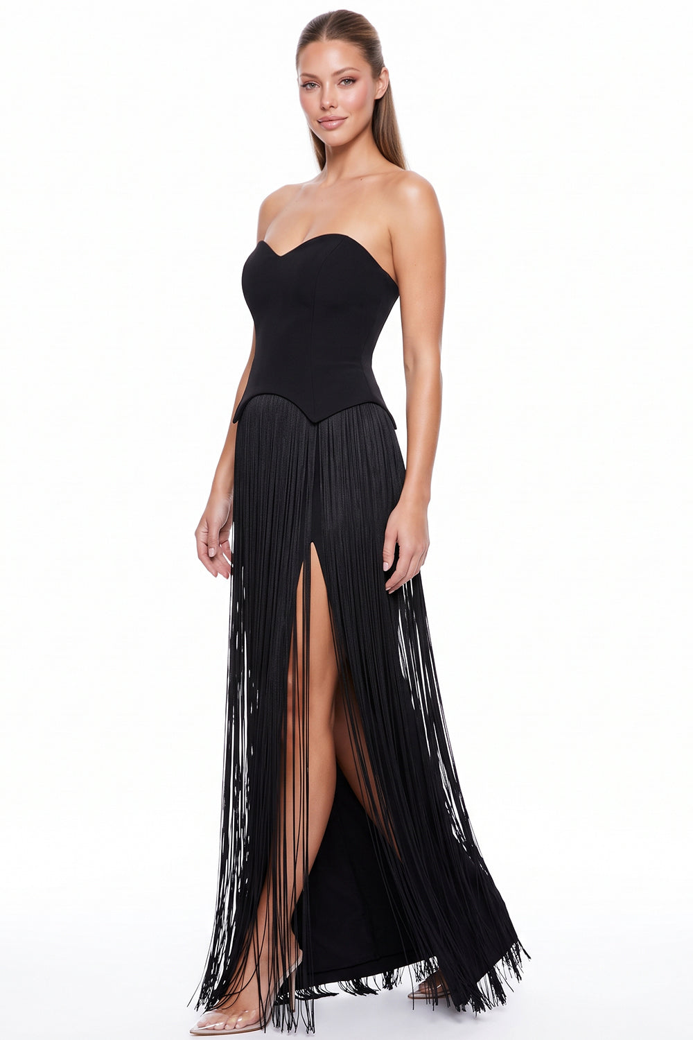 Sweetheart Strapless Fringe Maxi Dress (Pre-Order)