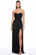 Sweetheart Strapless Fringe Maxi Dress (Pre-Order)
