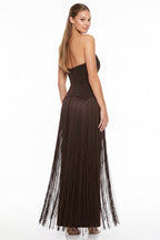 Sweetheart Strapless Fringe Maxi Dress (Pre-Order)