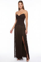 Sweetheart Strapless Fringe Maxi Dress (Pre-Order)