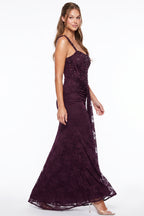 Pearl & Rhinestone Lace Corset Maxi Dress