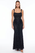 Pearl & Rhinestone Lace Corset Maxi Dress