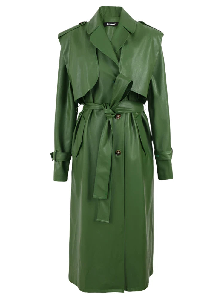LAX Leather Trench Coat - HOUSE OF SHE