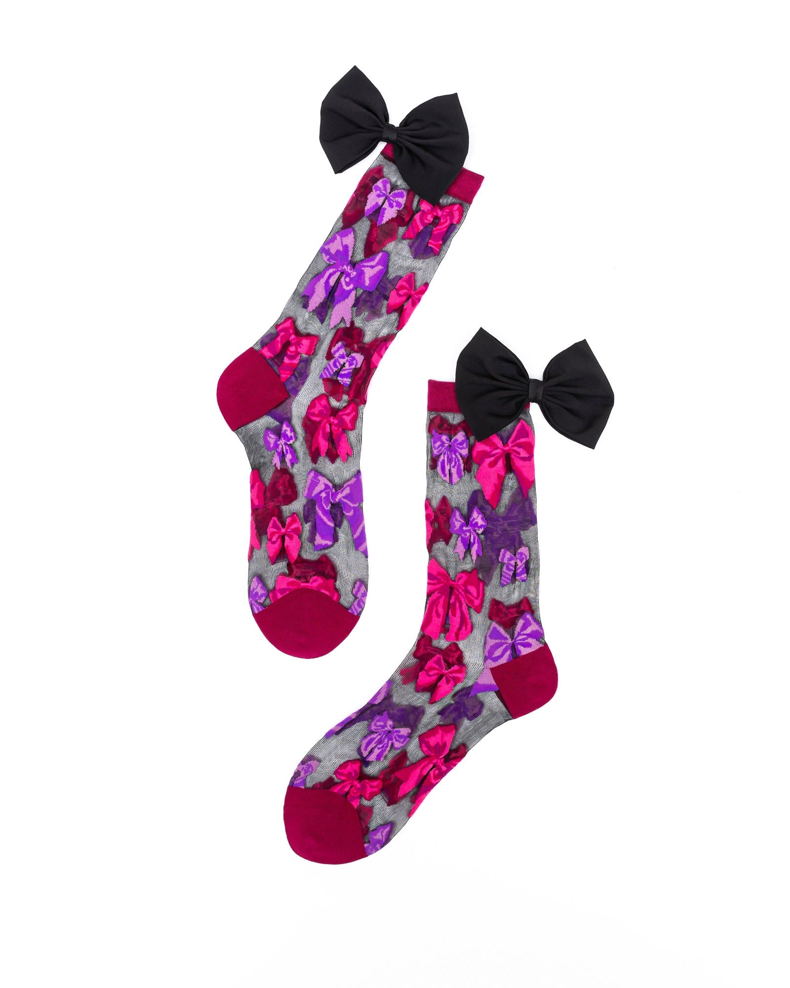 Big Bow Energy Black Sheer Crew Sock  HOUSE OF SHE