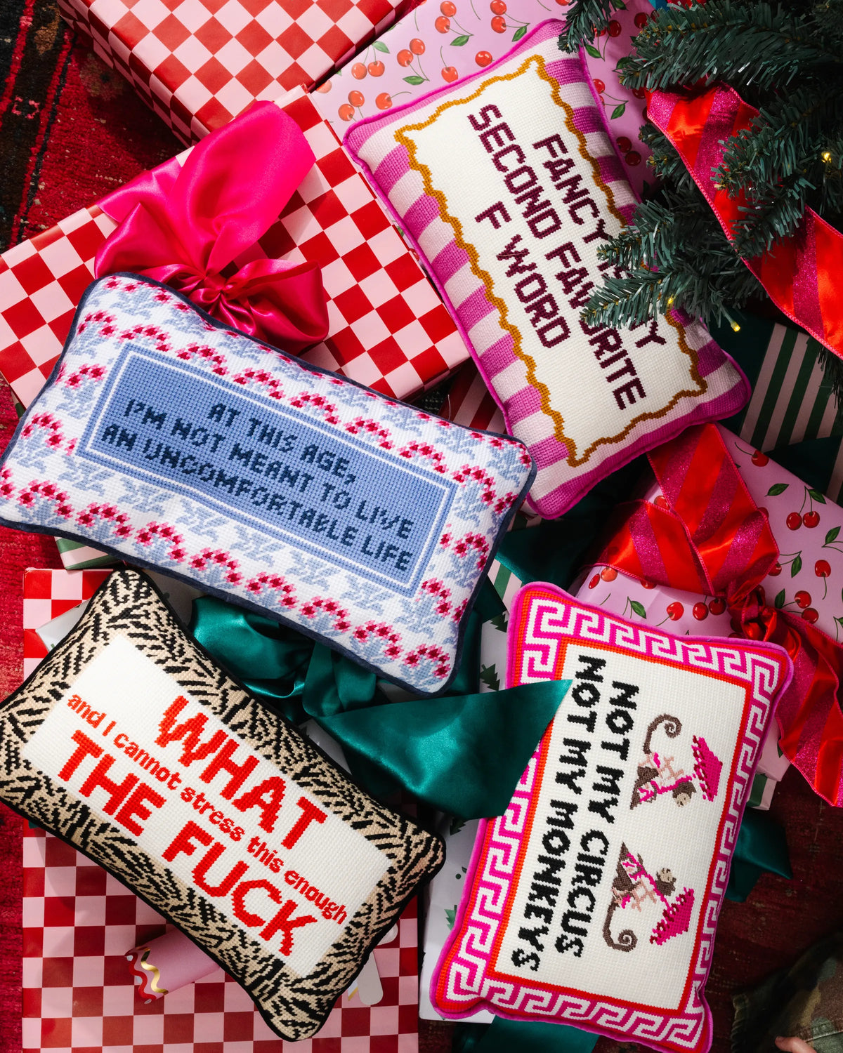 WTF Needlepoint Pillow