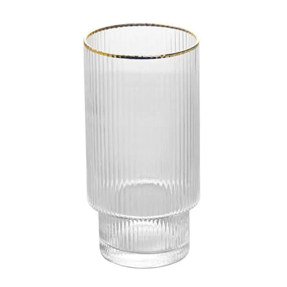 1922 Clear Gold Rim Ripple Drinking Glass