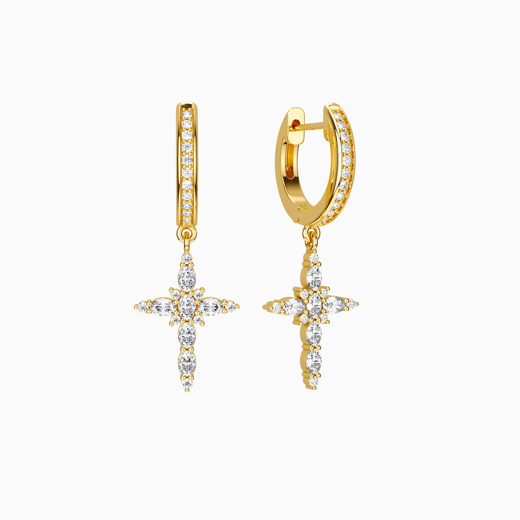 Byzantine Cross Amulet Huggie Hoop Earrings