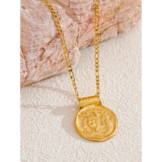 12 Constellation Pendant Stainless Steel Necklace - HOUSE OF SHE