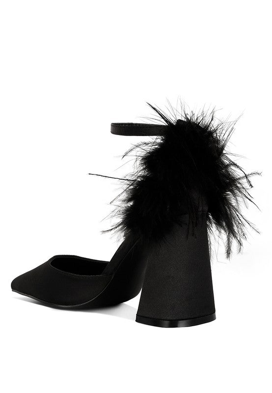 Palmetta Fur Detail Block Heel  HOUSE OF SHE