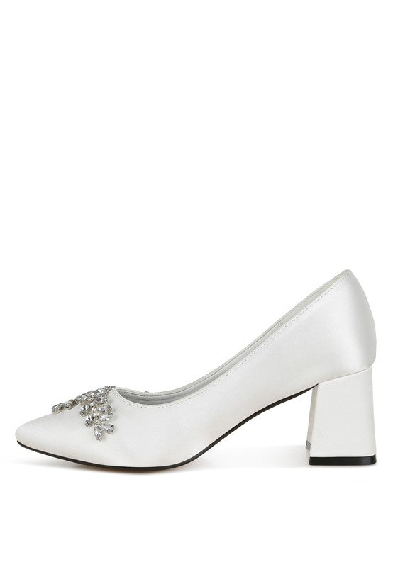 Abatina Satin Diamante Embellished Pumps  HOUSE OF SHE