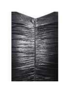 Abril Ruched Silver Glitter Backless Gown - HOUSE OF SHE