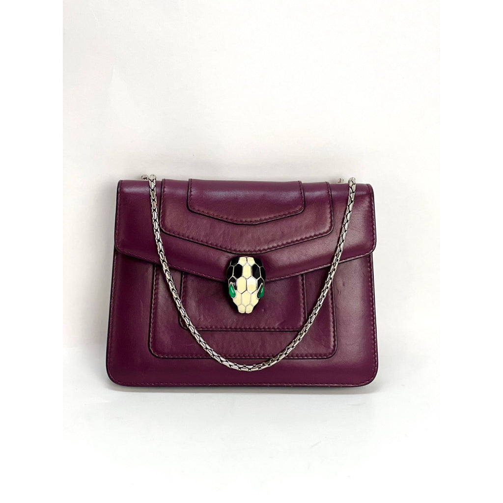 Bvlgari Calfskin Small Serpenti Forever Snake Plum Crossbody Bag - HOUSE OF SHE