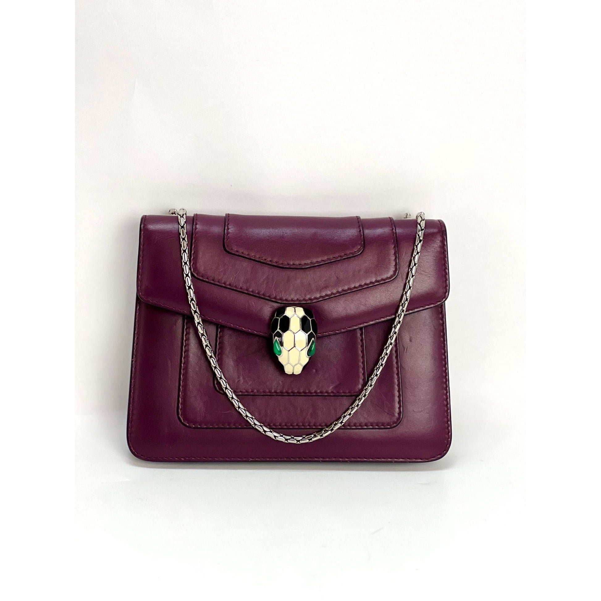 Bvlgari Calfskin Small Serpenti Forever Snake Plum Crossbody Bag - HOUSE OF SHE