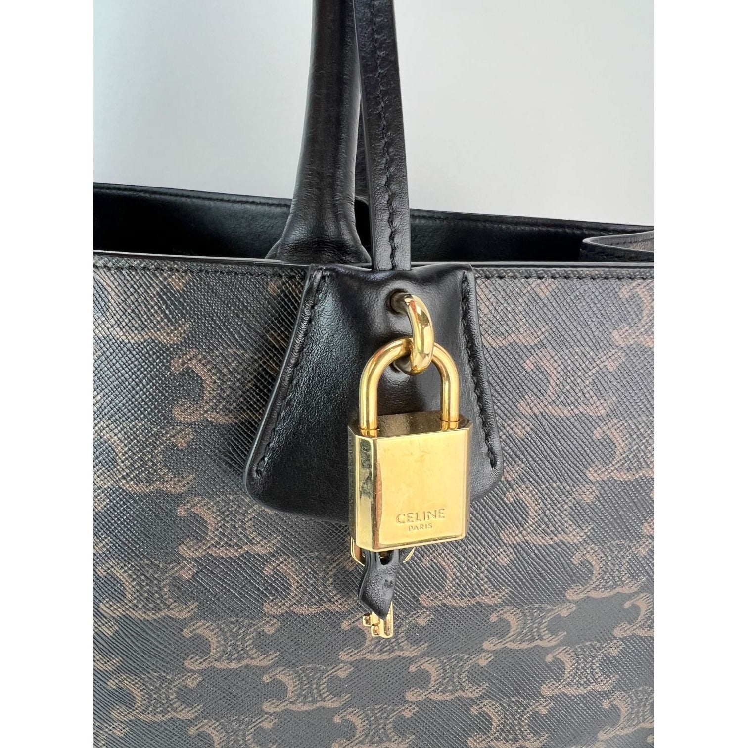 Celine Triomphe Vertical Cabas Black Monogram Canvas Tote - HOUSE OF SHE