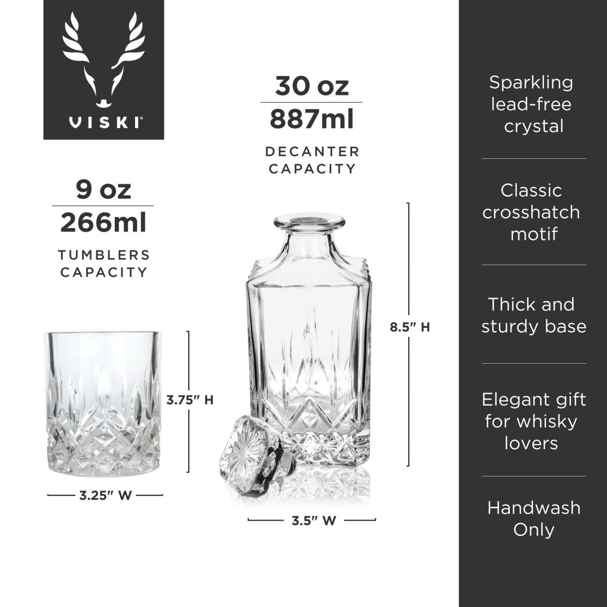 Admiral Crystal Decanter and Tumbler Set - HOUSE OF SHE