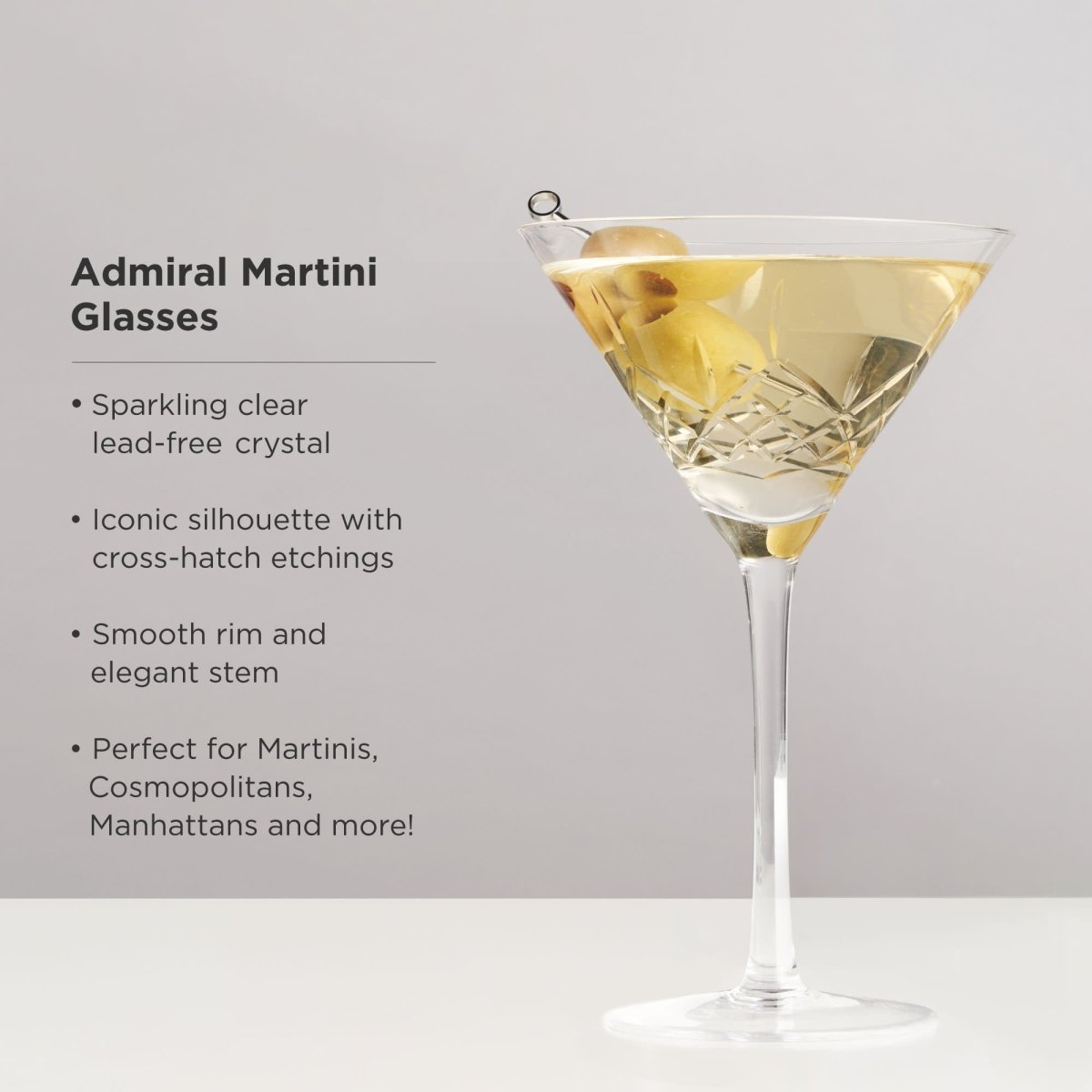 Admiral Crystal Martini Glasses - HOUSE OF SHE