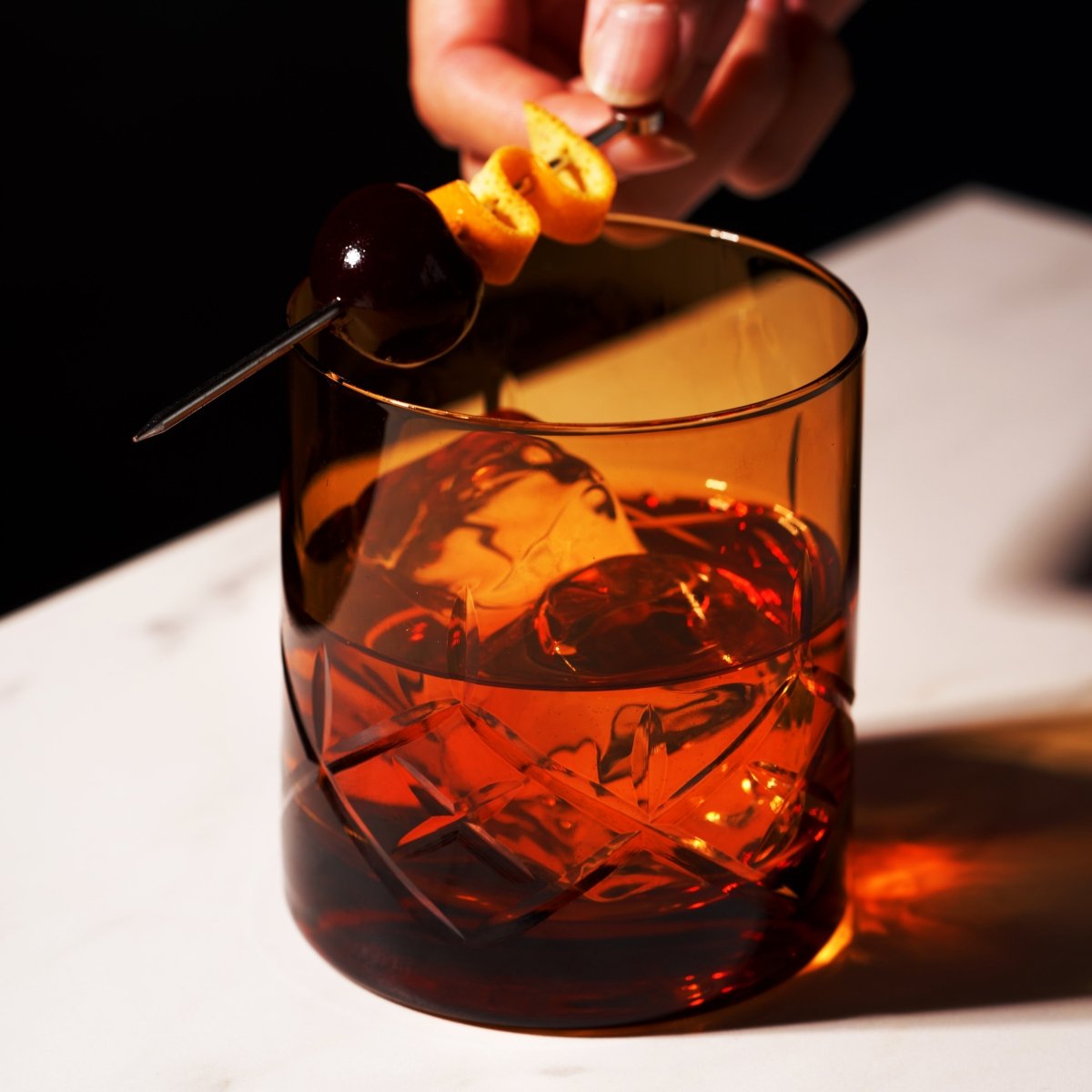 Admiral Crystal Rocks Glasses in Amber Set of 2 - HOUSE OF SHE