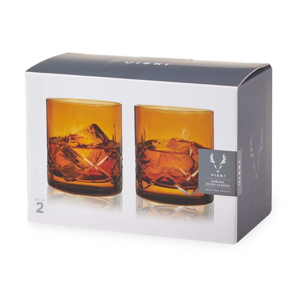 Admiral Crystal Rocks Glasses in Amber Set of 2 - HOUSE OF SHE